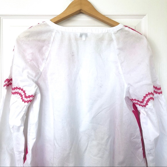Crown & Ivy 100% Cotton White & Pink Tassel Blouse - Picture 8 of 8